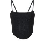 Chic black corset top with structured boning design