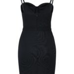 Elegant Black Bodycon Dress with Mini Length and Sleek Design