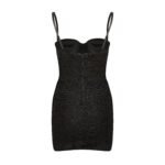 Black glitter bodycon mini dress for evening