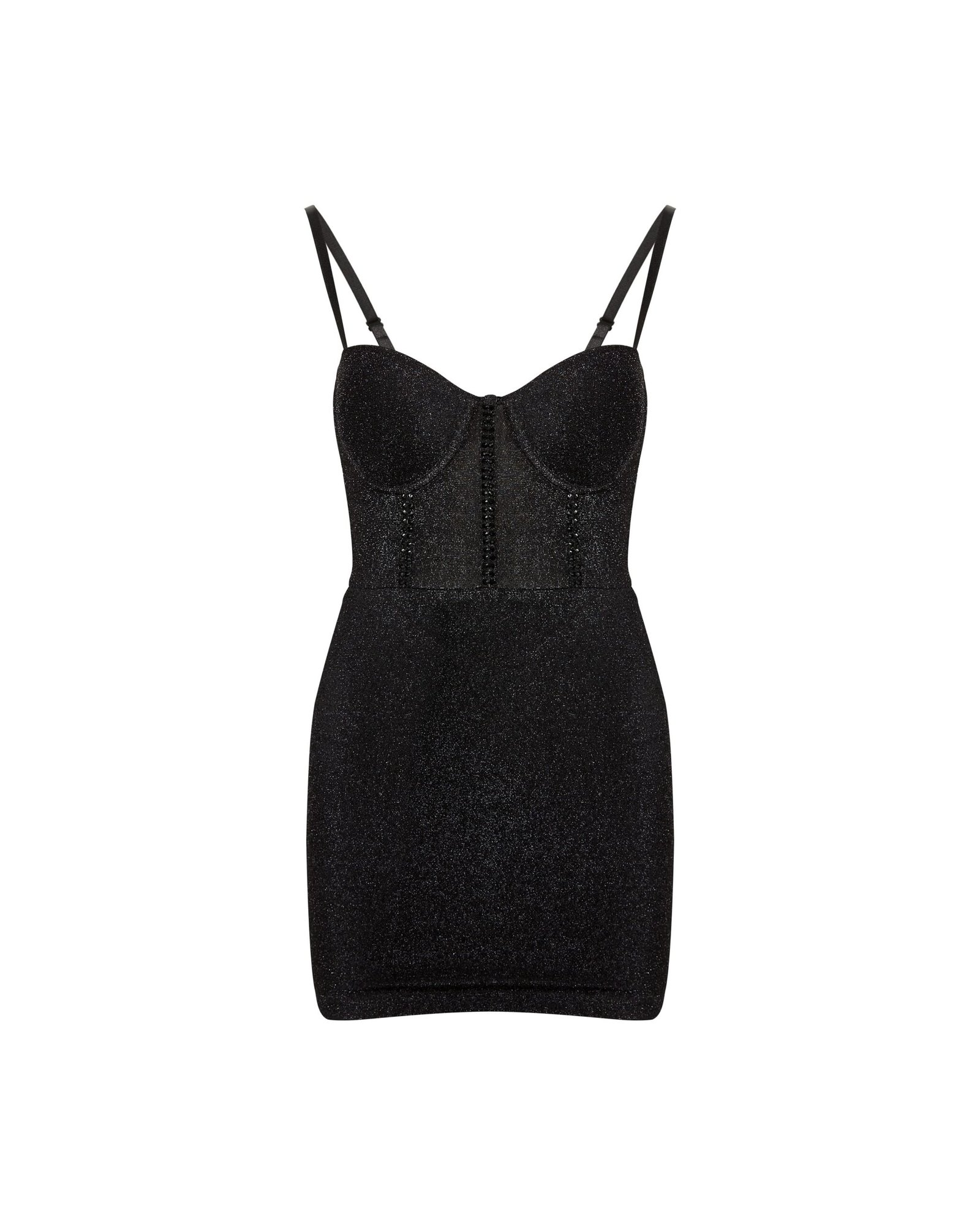 Black mini evening dress with adjustable straps