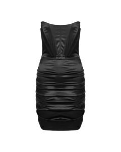 black pleated dress for women elegant design