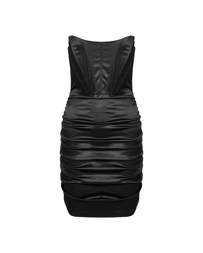 black pleated dress for women elegant design