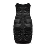 classic black pleated dress with flowing pleats