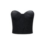 Black women’s top strapless bustier front view