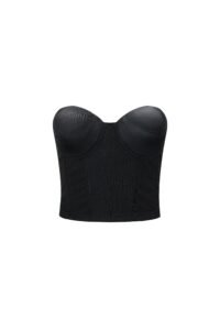 Black women’s top strapless bustier front view