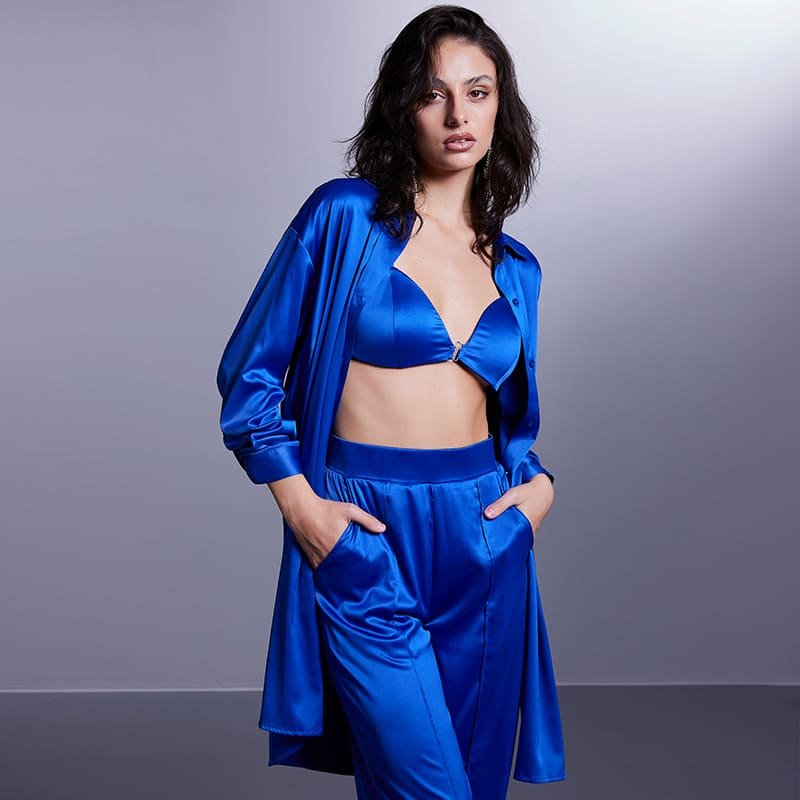 Shiny satin loungewear for women