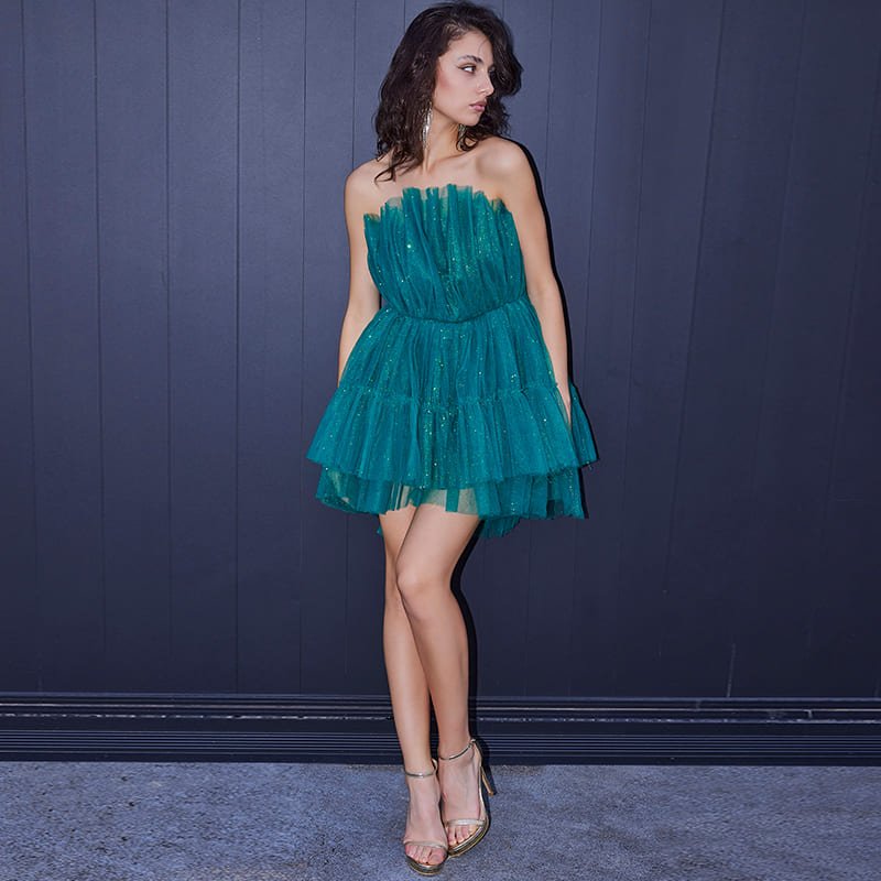 Sequin embellished party dress detail