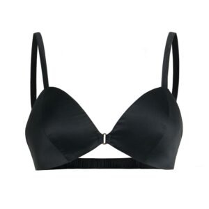 Black satin bra display