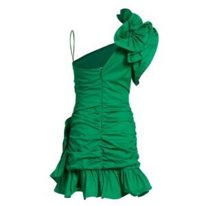 green ruched mini dress