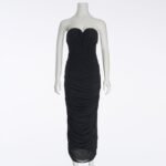 elegant black strapless dress details