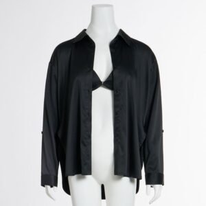 Black satin shirt front