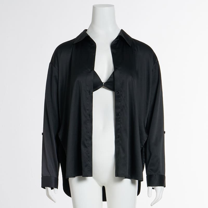 Black satin shirt front