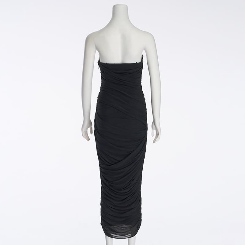 party black midi ruched gown