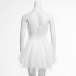 white ruched mini dress detail