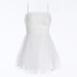 white tulle mini dress front view