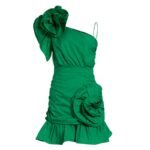green one shoulder mini dress
