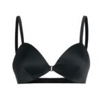 Black satin bra display