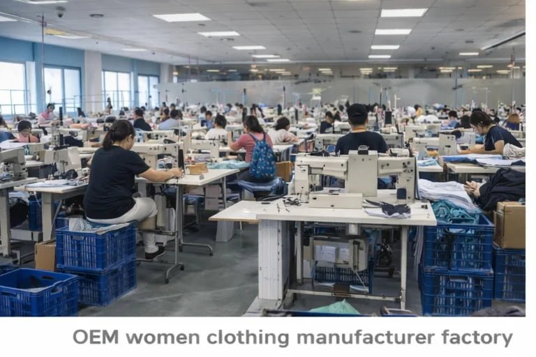 OEM women clothing manufacturer factory production environment in China