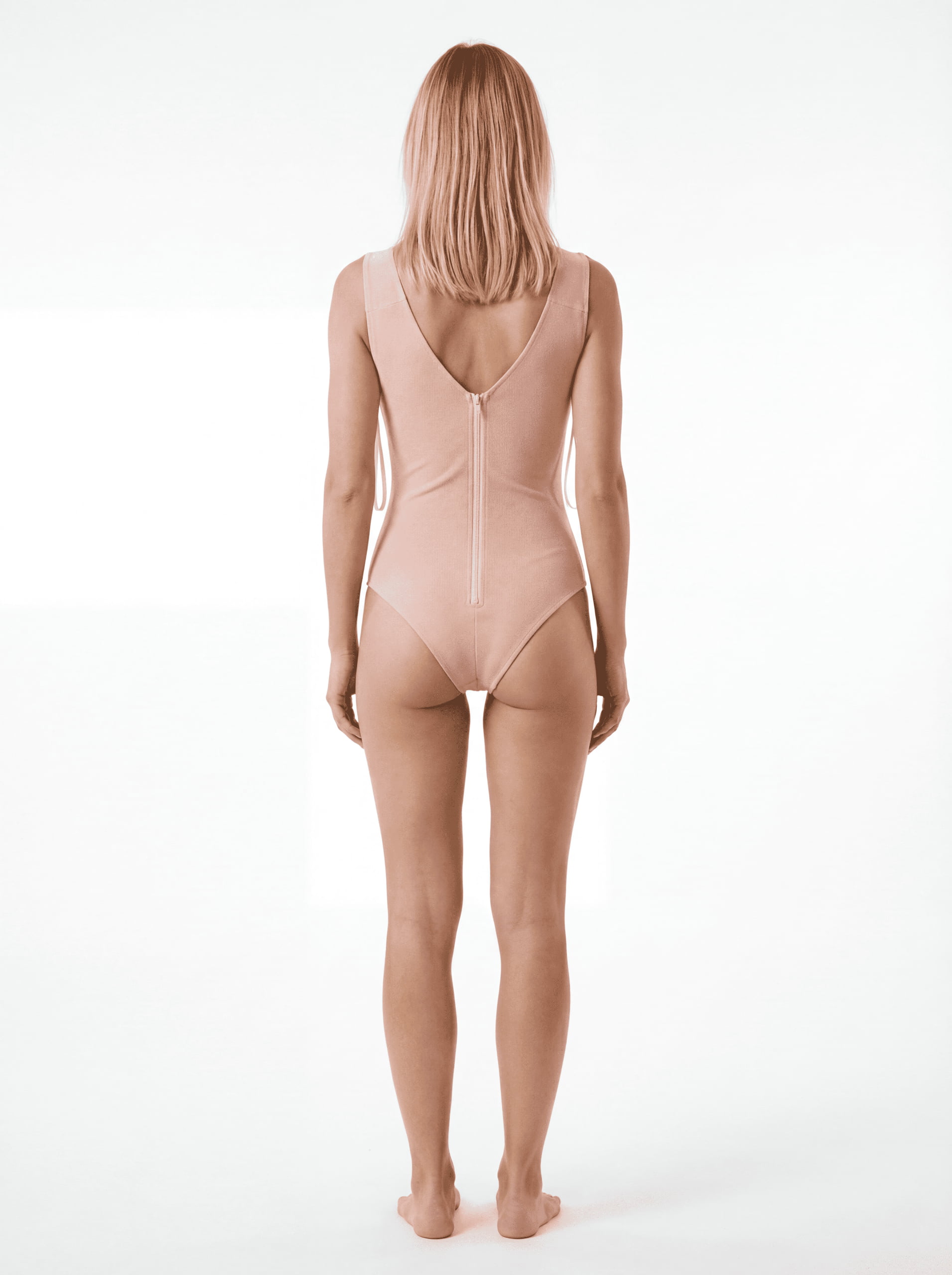 back view one piece swimsuit zipper design