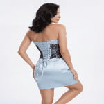 corset lace mini dress sheer lace detail black lace overlay